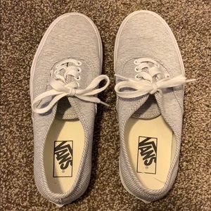 Women’s size 8 white and grey striped Vans